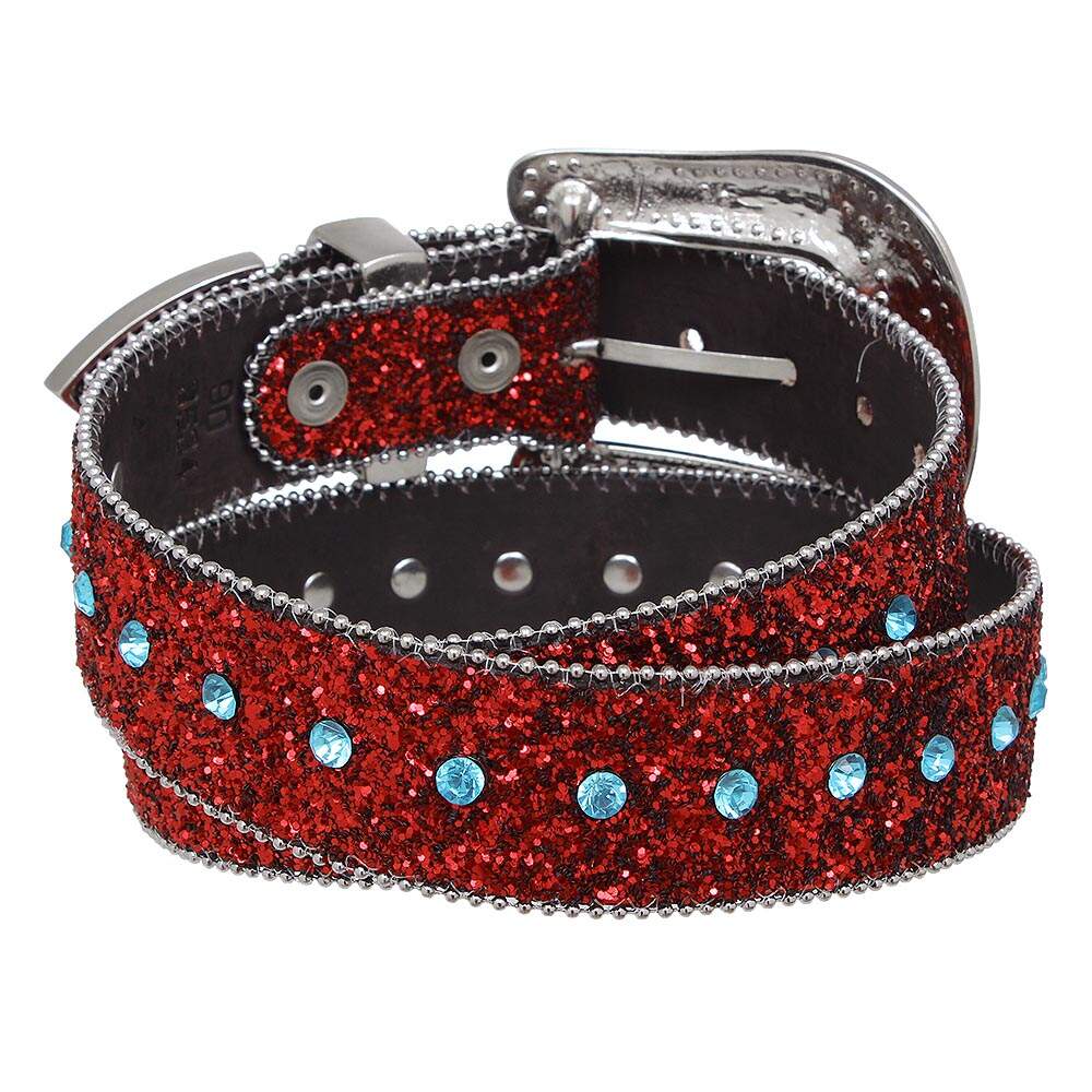 Cinto Feminino de Couro Legítimo - Strass Removível Country