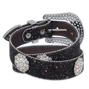 Cinto Feminino - Glitter Strass Luxo Country Pyramid (Fivela Removível)