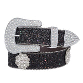 Cinto Feminino - Glitter Strass Luxo Country Pyramid (Fivela Removível)