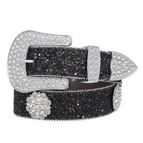 Cinto Feminino - Glitter Strass Luxo Country Pyramid (Fivela Removível)