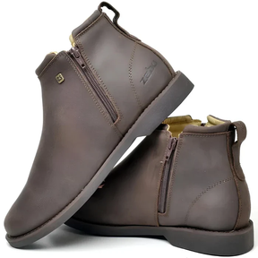 Bota Masculina em Couro ZS - (Palmilha Ortopédica) + Brindes