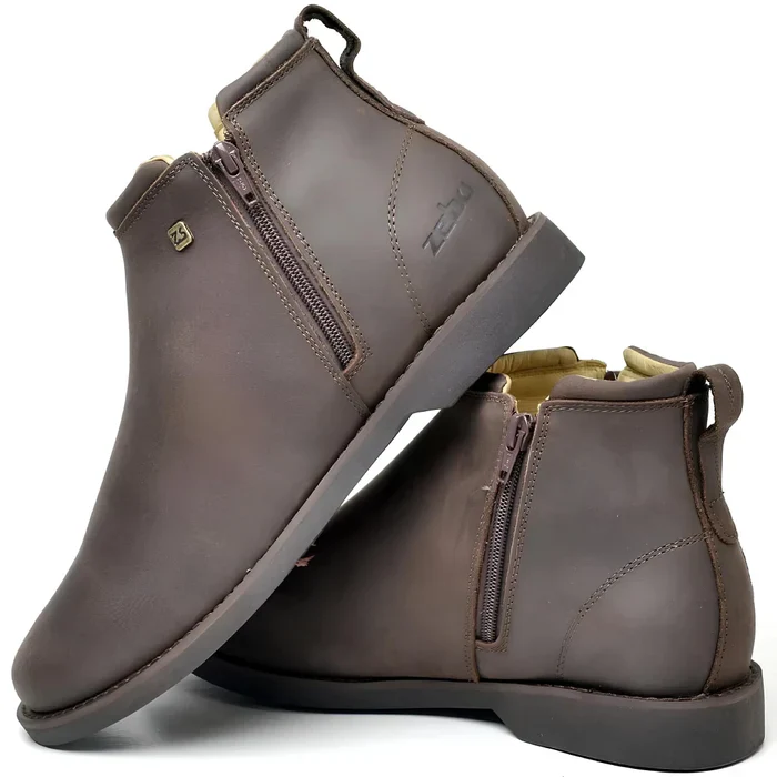 Bota Masculina em Couro ZS - (Palmilha Ortopédica) + Brindes