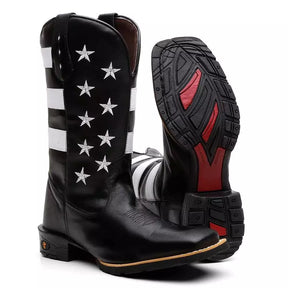 Bota Texana Masculina "Estados Unidos" Preta