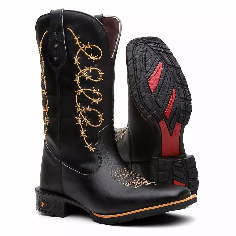 Bota Texana Masculina "Arame Dourado"