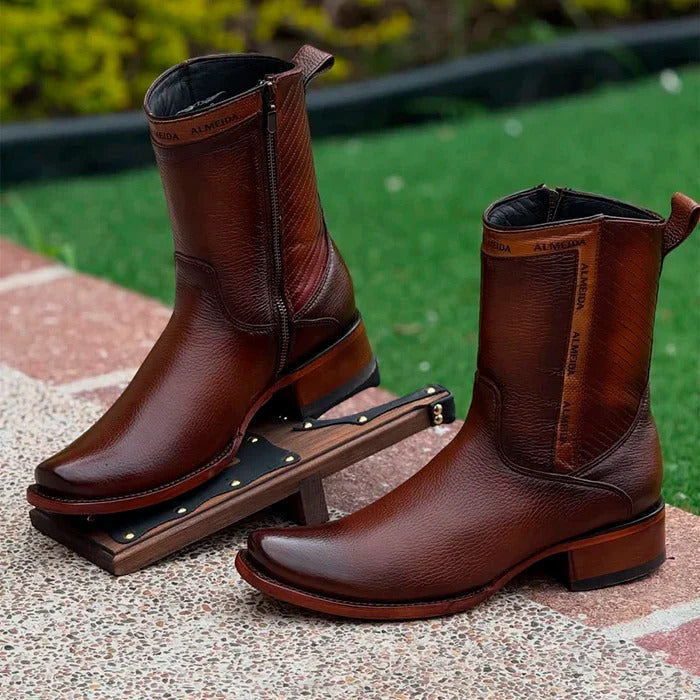 (Pós Black) Kit Bota Frontier Zb em Couro Legítimo + Brindes: Chapéu, Cinto e Carteira