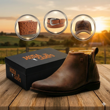 Bota Masculina em Couro ZS - (Palmilha Ortopédica) + Brindes