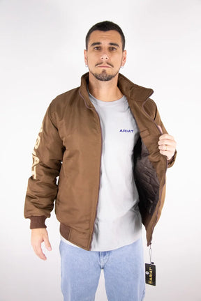 Jaqueta Masculina Ariat Nylon Bordado Marrom