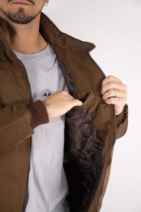 Jaqueta Masculina Ariat Nylon Bordado Marrom